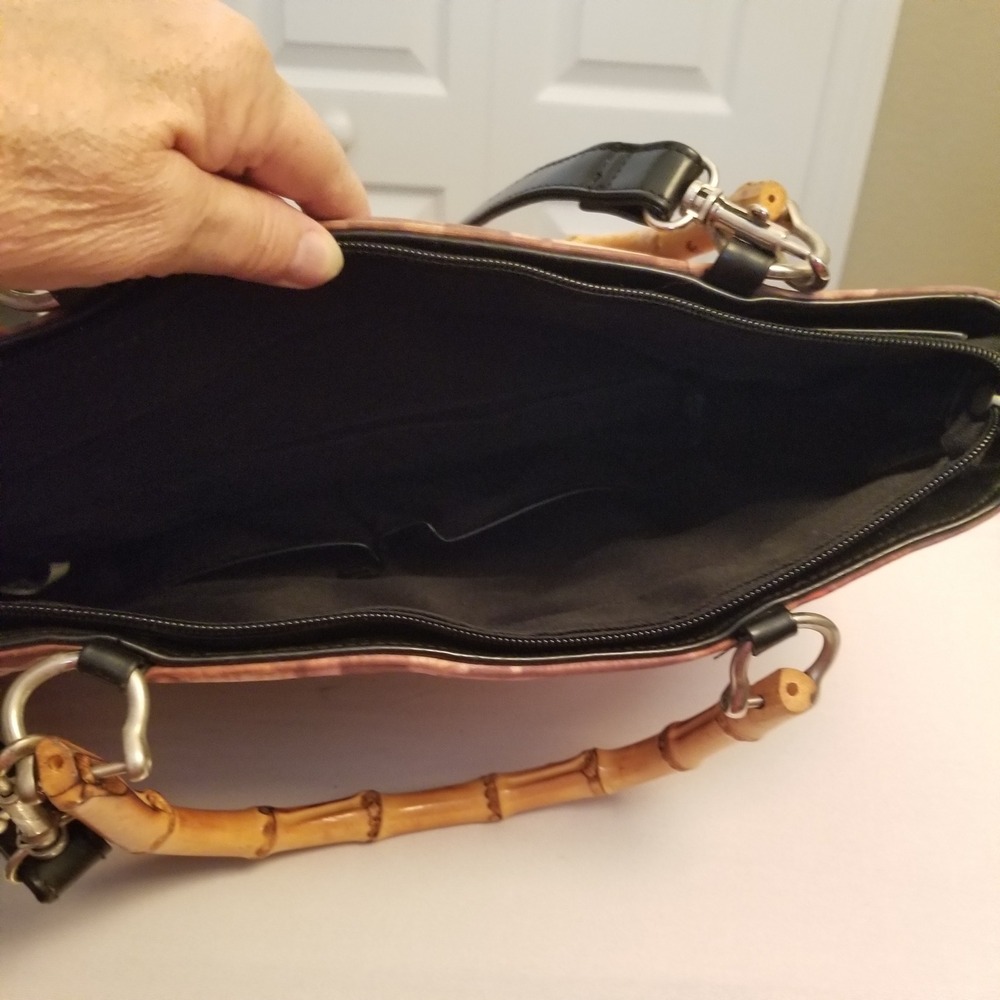 Princess Diana Royal Tribute Satchel Handbag Bamboo Handle Collage Shoulder Bag - Picture 2 of 8